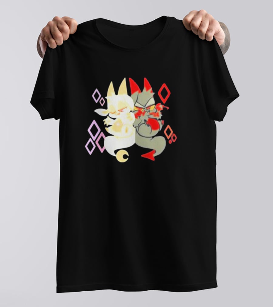 Buzzfeed Chikn Nuggit Devil And Angel Characters With Colorful Diamond T-Shirt