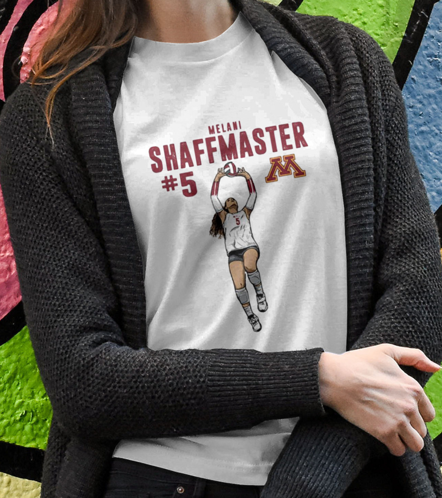 Melani Shaffmaster #5 Minnesota Volleyball Logo NCAA Caricature T-Shirt