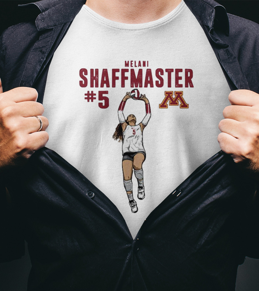 Melani Shaffmaster #5 Minnesota Volleyball Logo NCAA Caricature T-Shirt