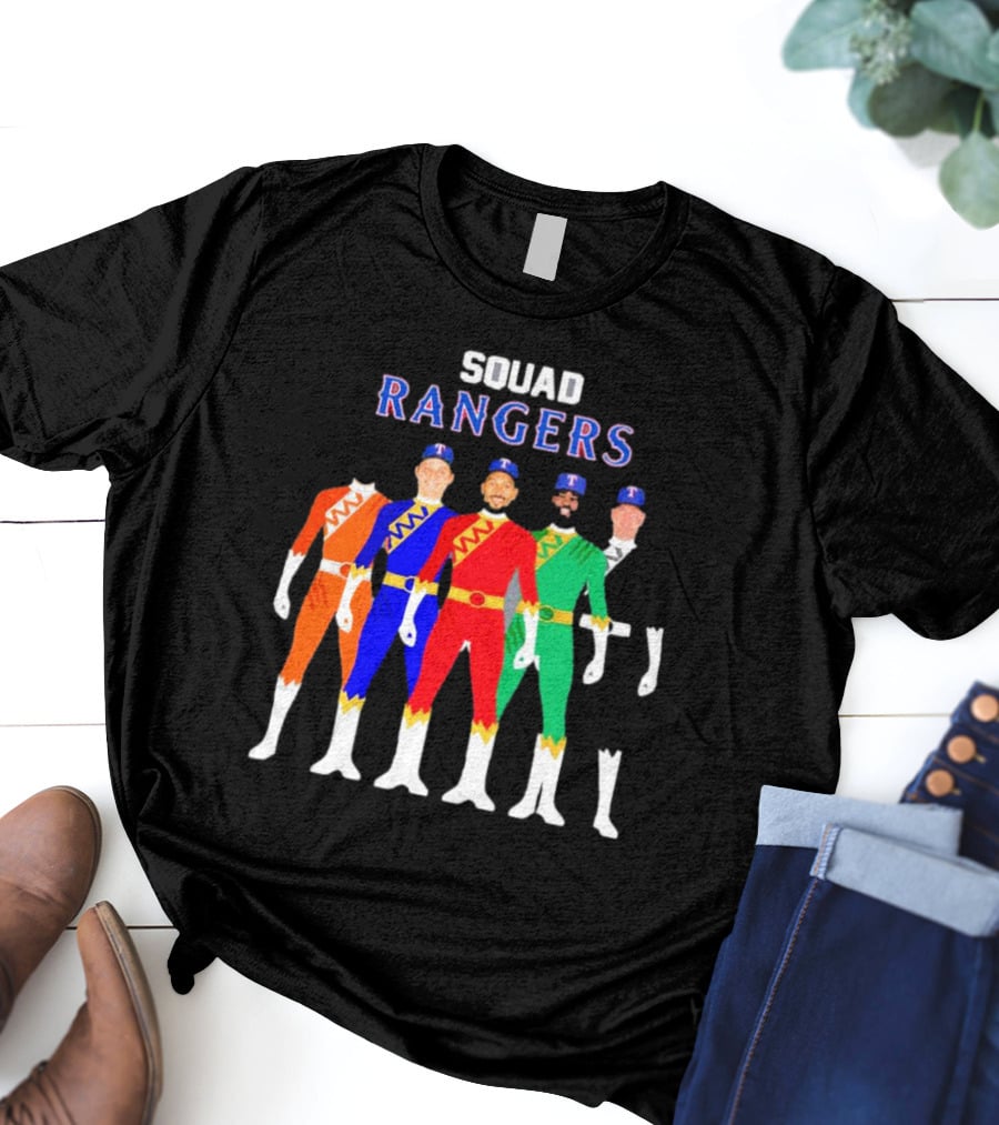 Squad Rangers Power Rangers Texas Rangers Baseball Crossover T-Shirt