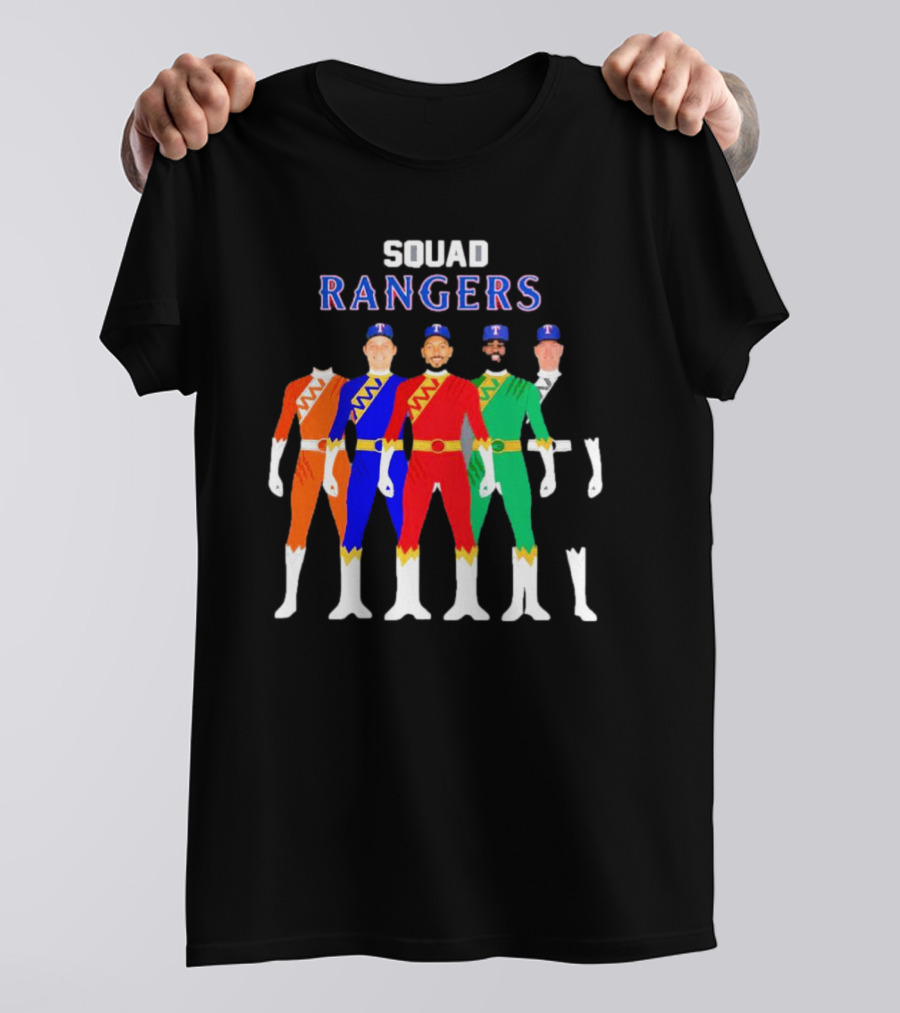 Squad Rangers Power Rangers Texas Rangers Baseball Crossover T-Shirt