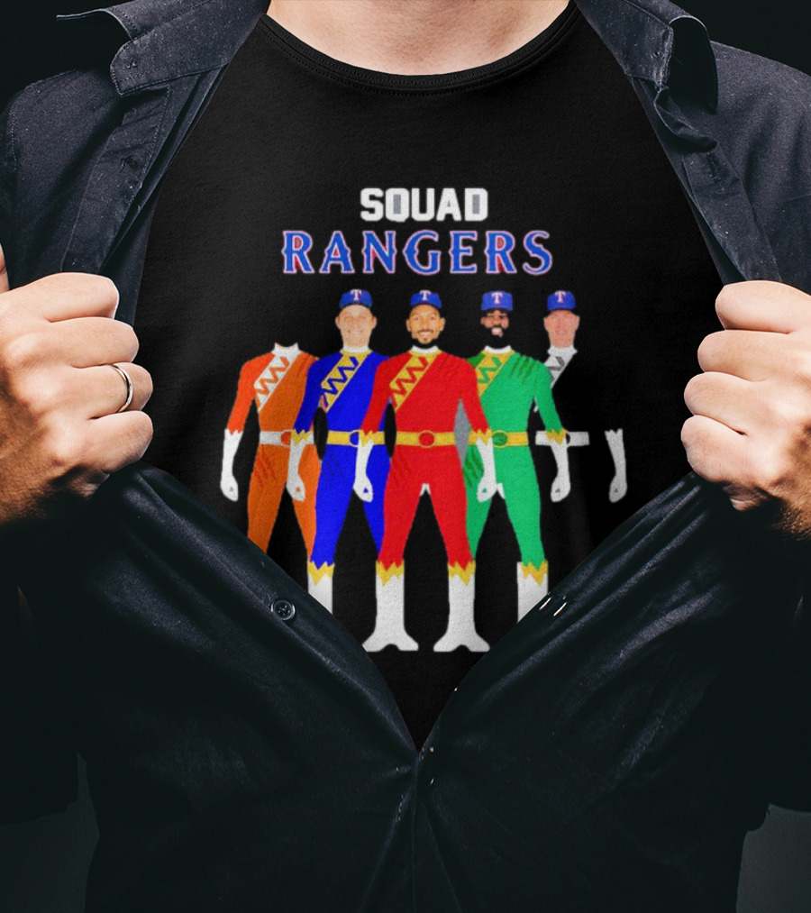Squad Rangers Power Rangers Texas Rangers Baseball Crossover T-Shirt