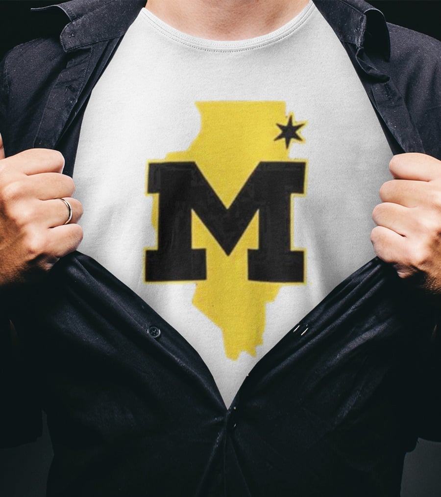 University Of Michigan M Den Pop-Up Chicago Map T-Shirt