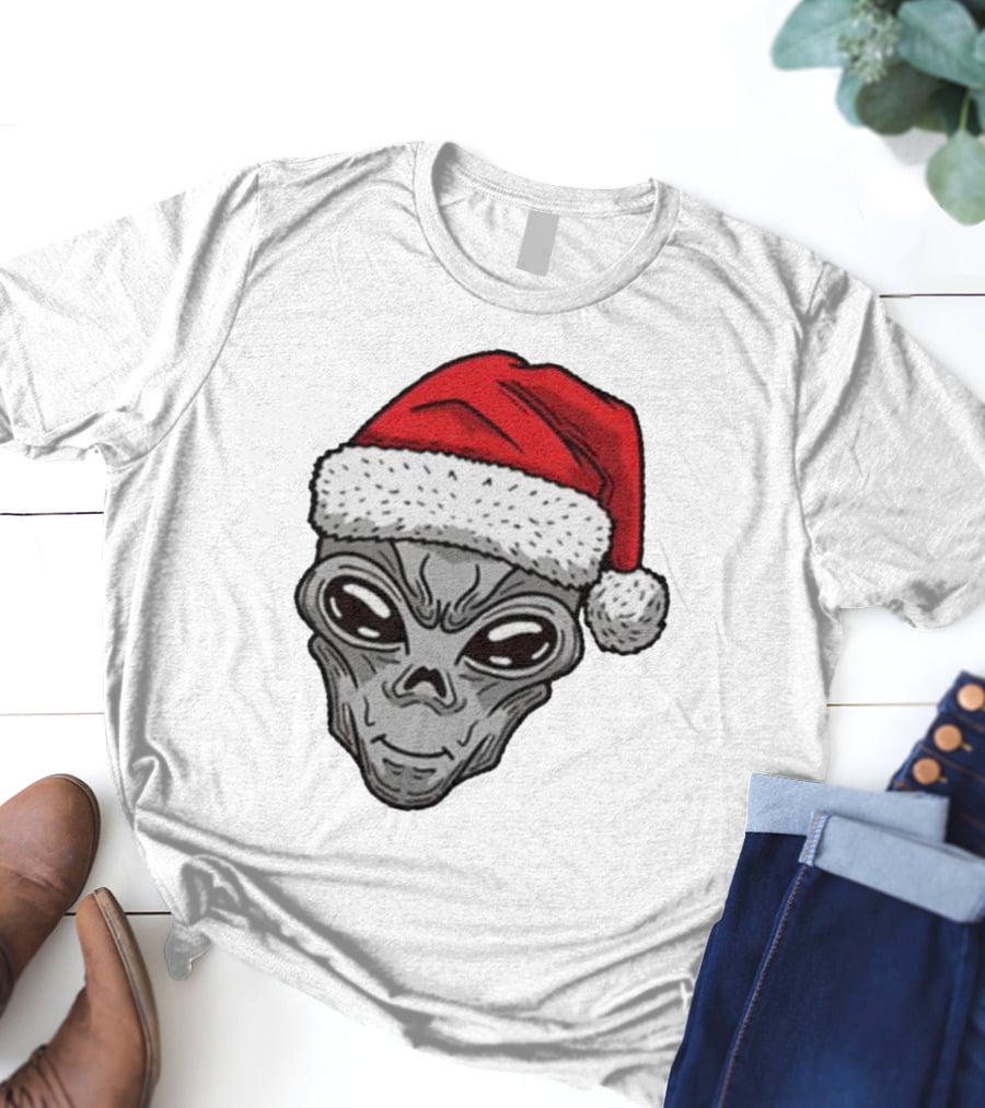 Santa Hat Alien Xmas T-Shirt