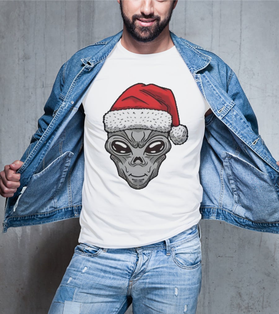 Santa Hat Alien Xmas T-Shirt