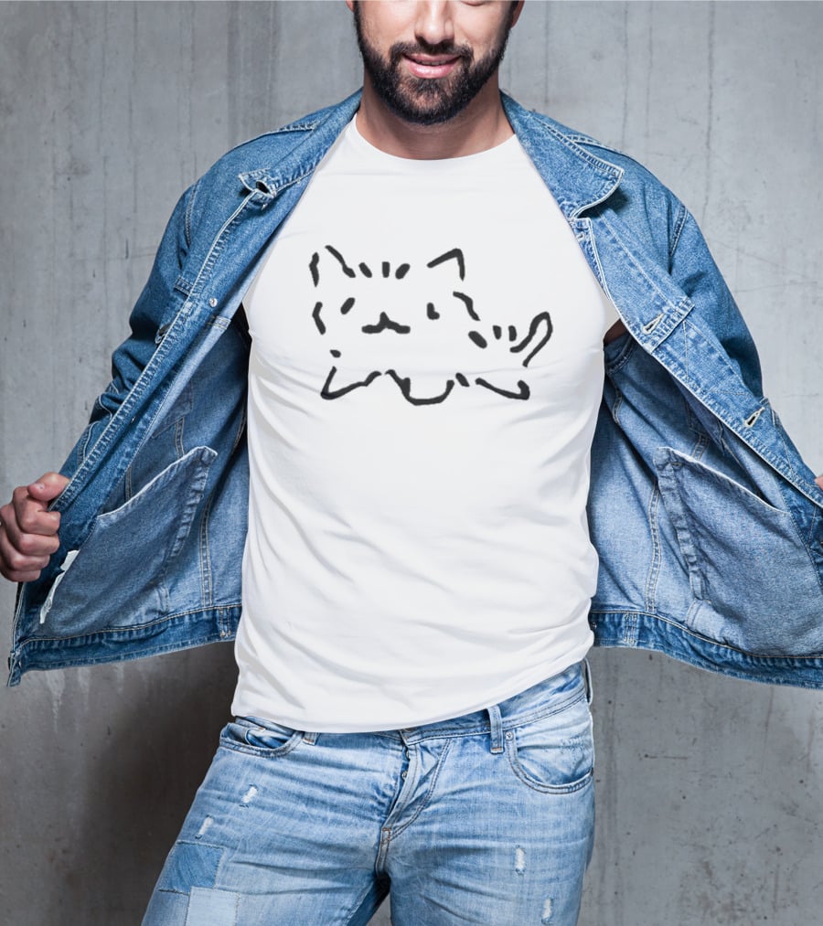 Pukicho Shop Freaky Cat Drawing T-Shirt