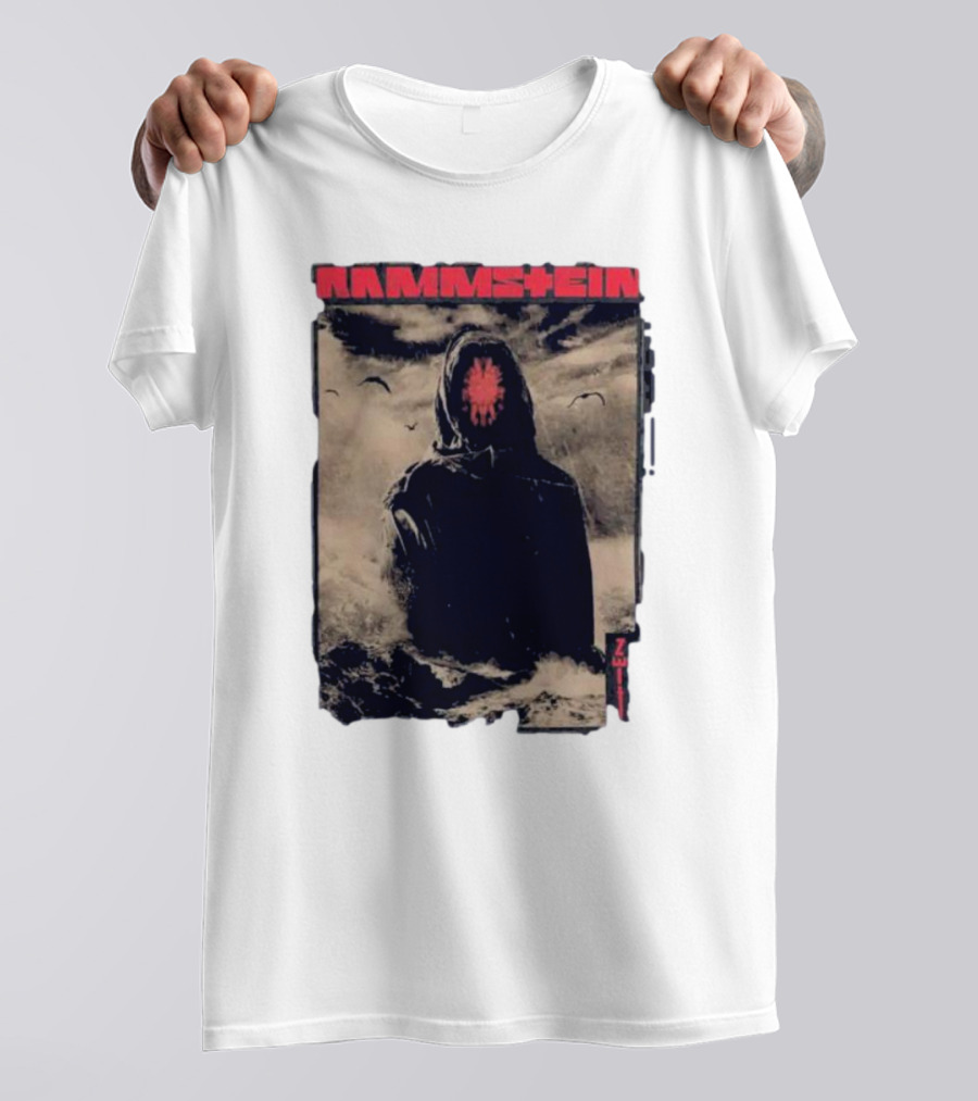 Rammstein Zeithuter Hooded Figure In Stormy Seascape With Birds T-Shirt