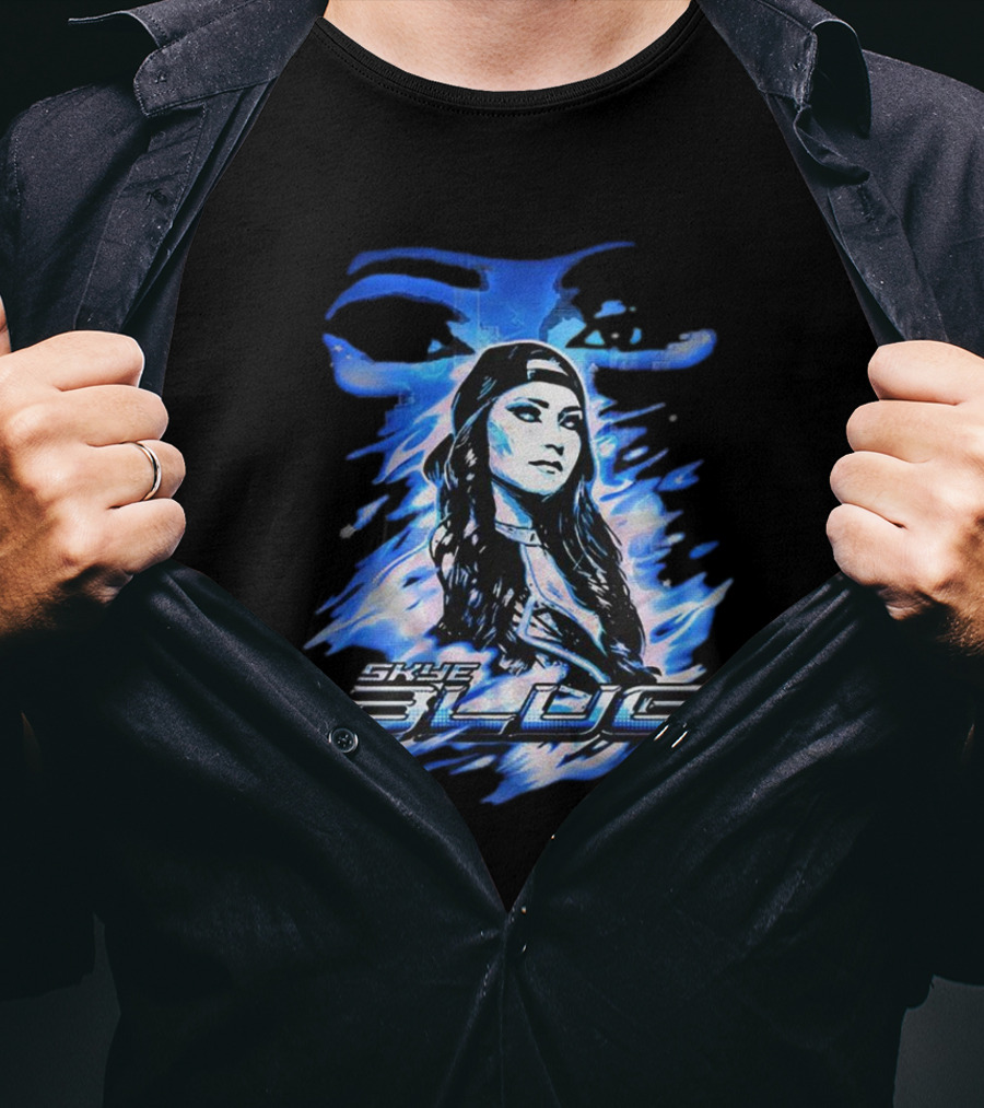 Skye Blue Spookye Blue Blue-Hued Portrait With Intense Eye T-Shirt