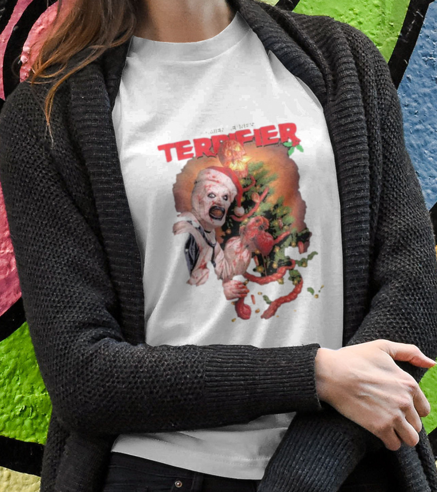 Damien Leone Terrifier Christmas Horror Santa With Christmas Tree T-Shirt
