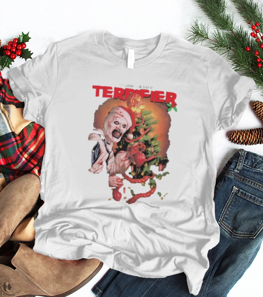 Damien Leone Terrifier Christmas Horror Santa With Christmas Tree T-Shirt
