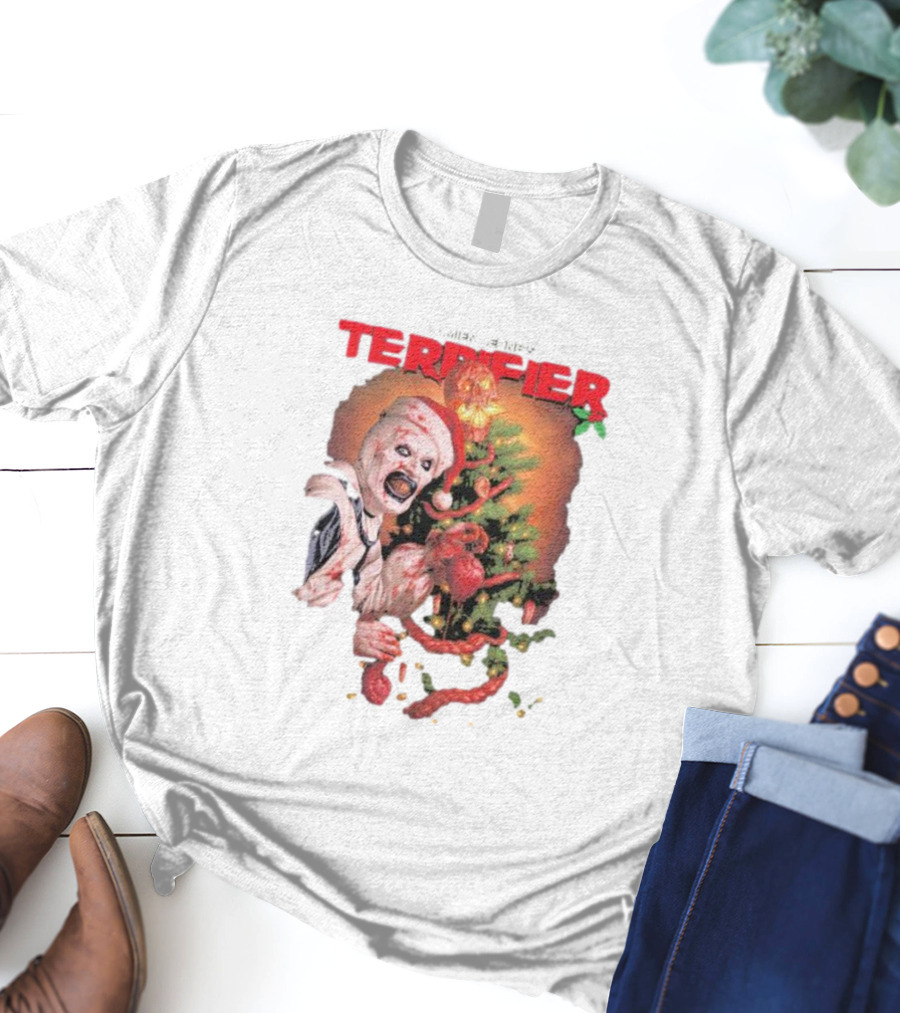 Damien Leone Terrifier Christmas Horror Santa With Christmas Tree T-Shirt