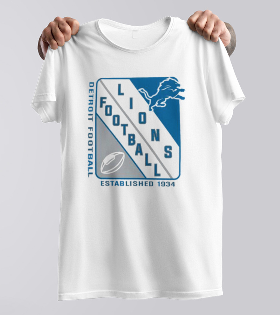Detroit Lions Football Shield Established 1934 Iconic T-Shirt