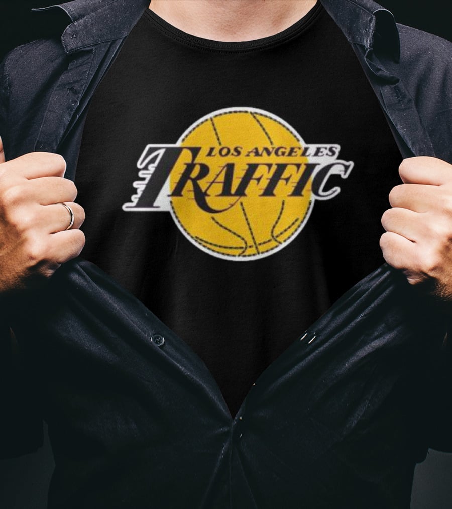 Los Angeles Traffic Basketball Yellow Circle T-Shirt