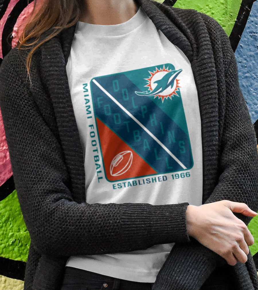 Miami Dolphins Football Established 1966 Logo Shield T-Shirt