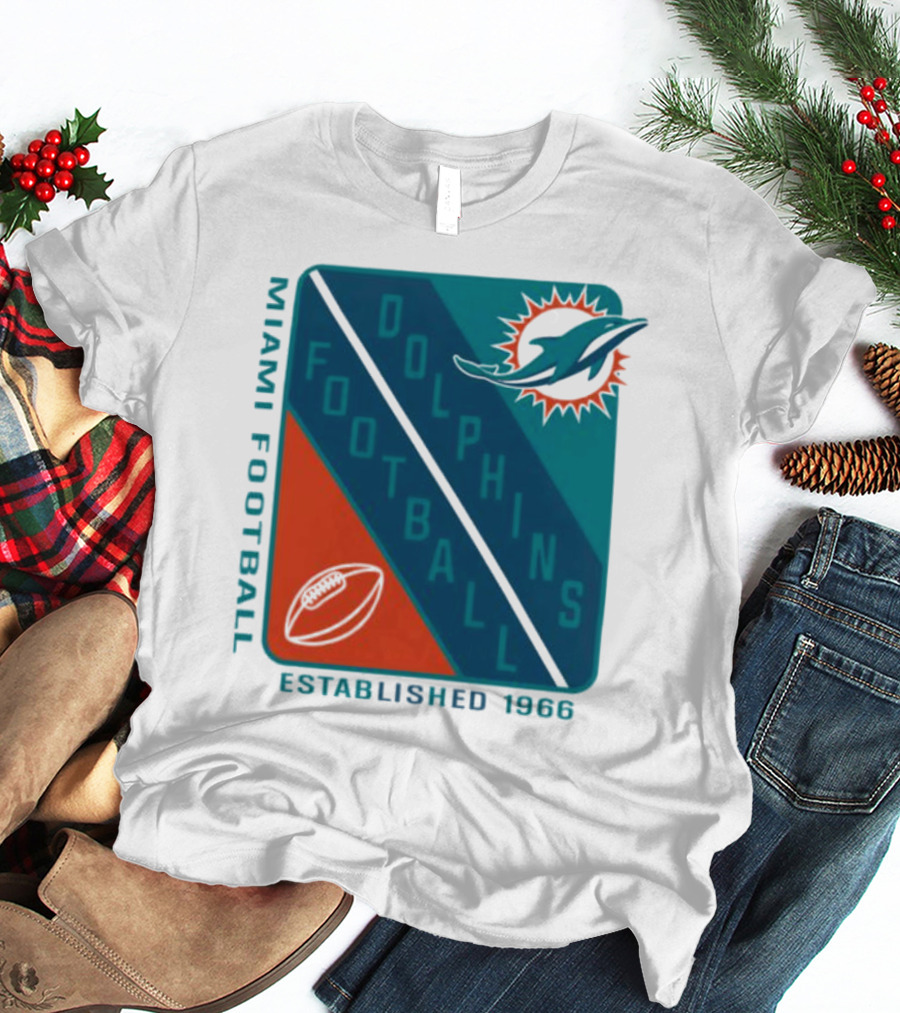 Miami Dolphins Football Established 1966 Logo Shield T-Shirt