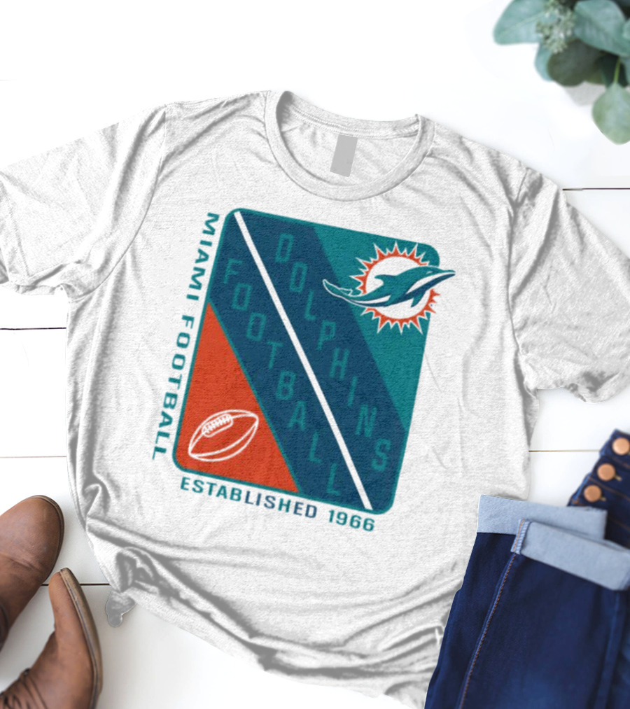 Miami Dolphins Football Established 1966 Logo Shield T-Shirt