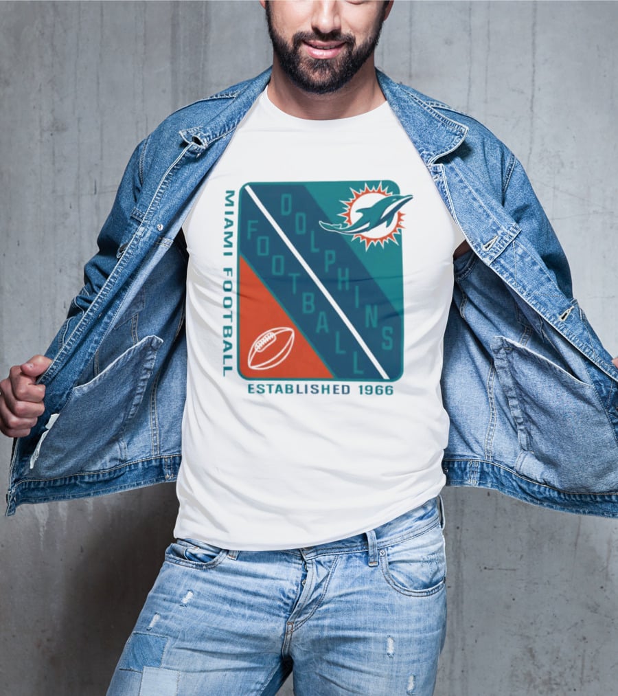 Miami Dolphins Football Established 1966 Logo Shield T-Shirt