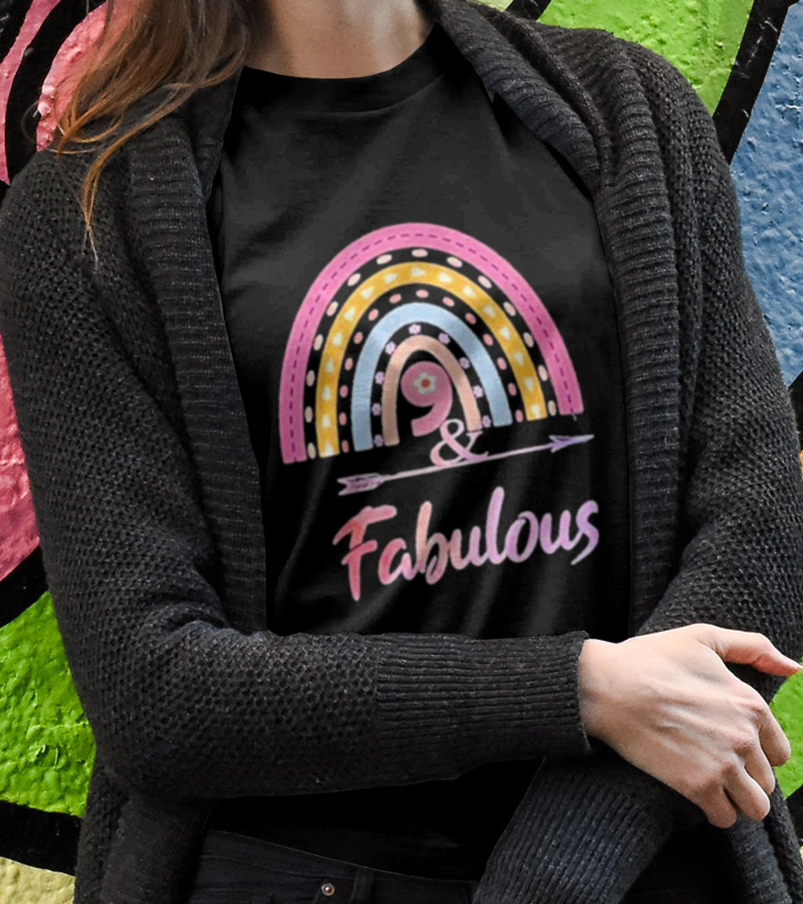 9 And Fabulous Floral Rainbow Arrow T-Shirt