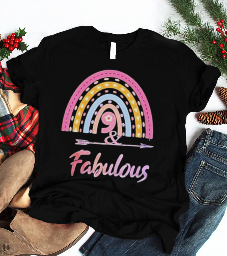 9 And Fabulous Floral Rainbow Arrow T-Shirt