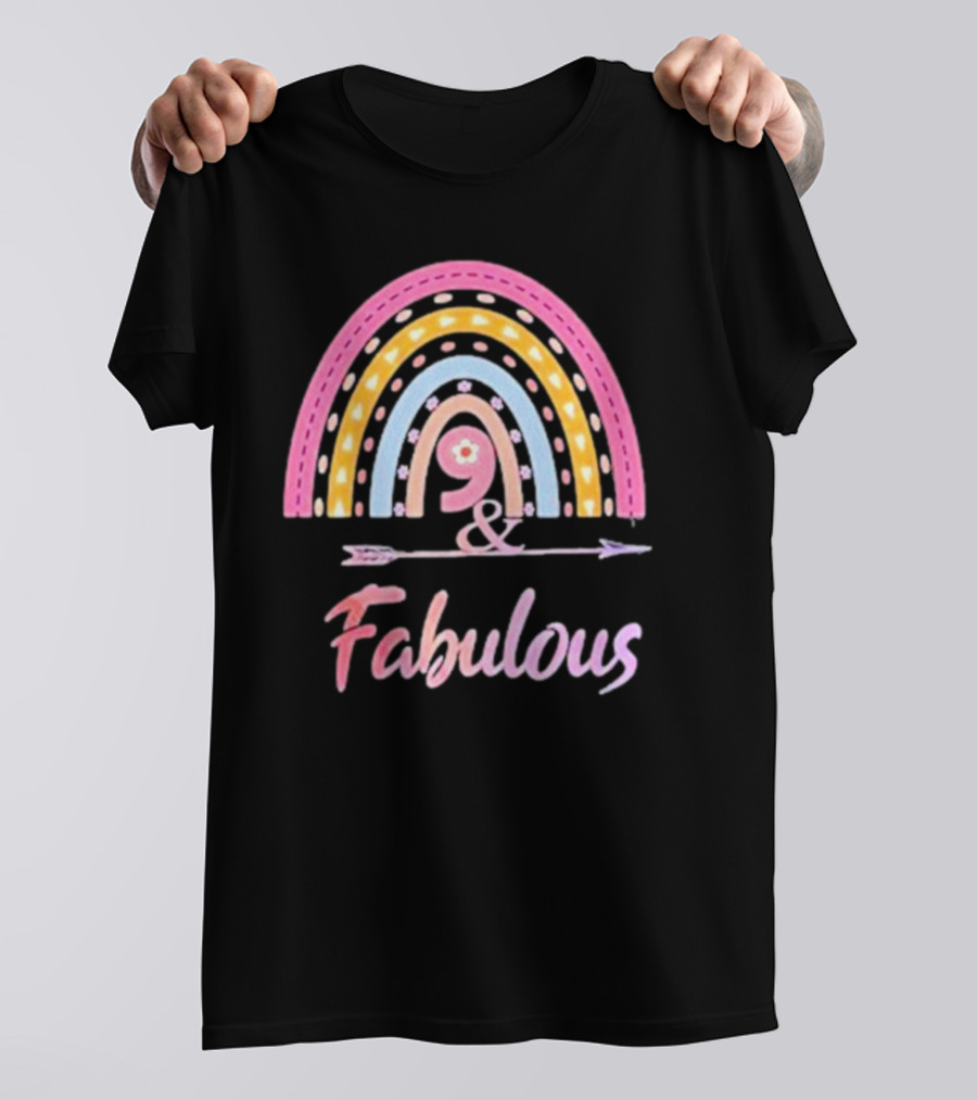 9 And Fabulous Floral Rainbow Arrow T-Shirt