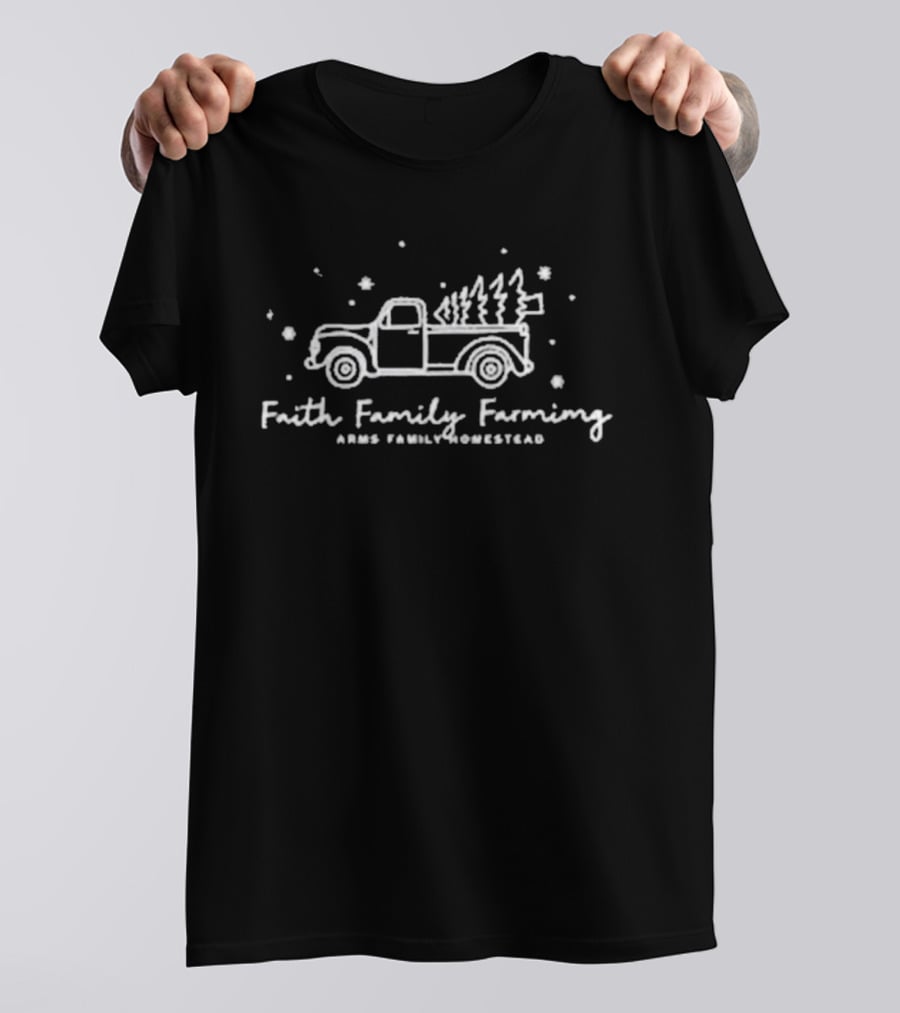Faith Family Farming Arms Family Homestead Vintage Truck Holiday Trees T-Shirt
