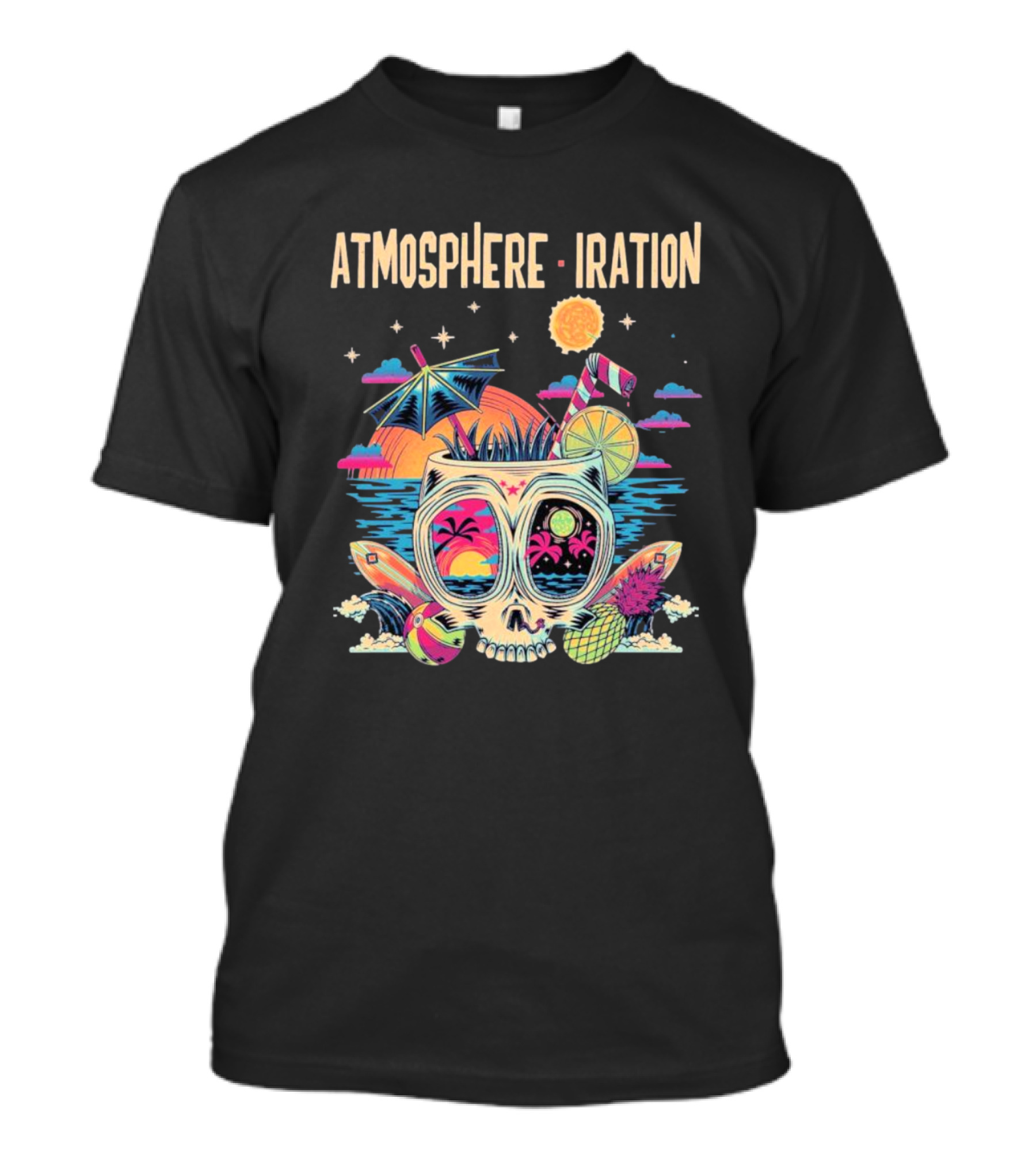 Atmosphere Iration Tropical Skull Beach Paradise T-Shirt