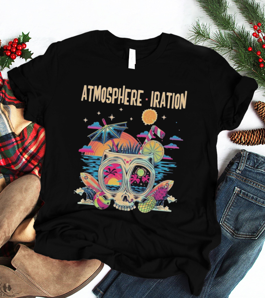 Atmosphere Iration Tropical Skull Beach Paradise T-Shirt