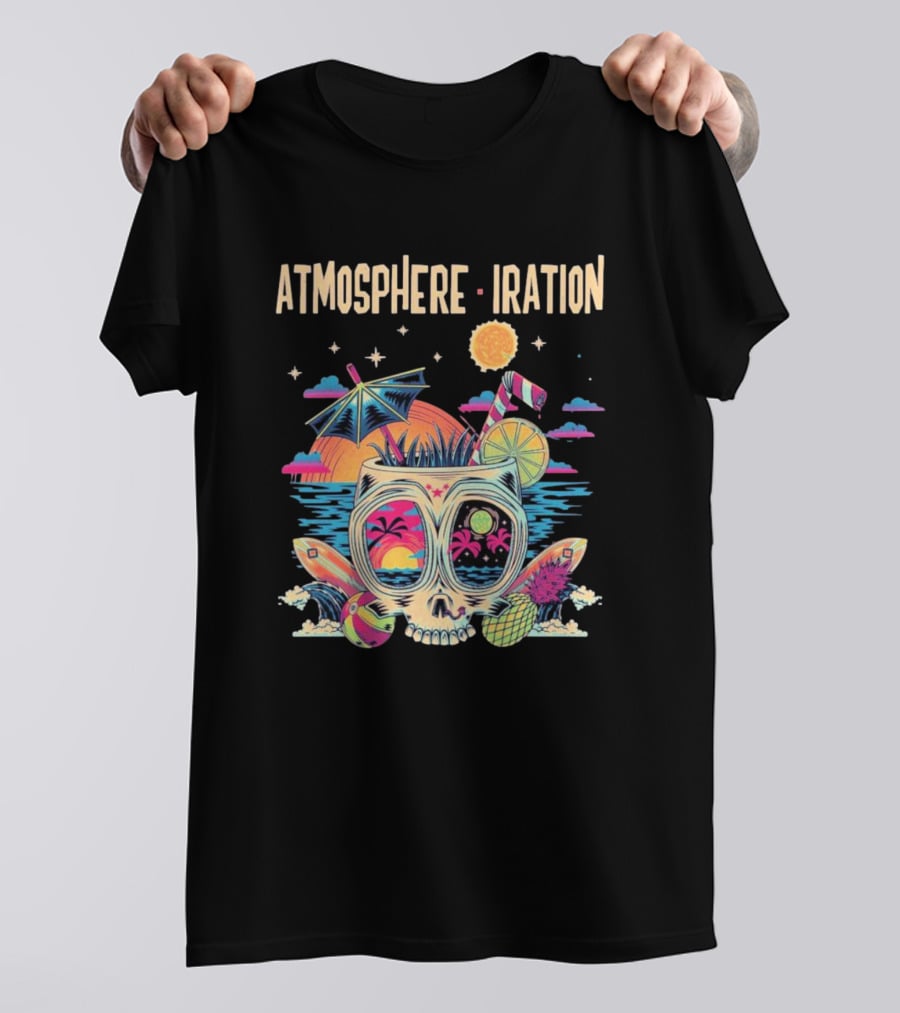 Atmosphere Iration Tropical Skull Beach Paradise T-Shirt
