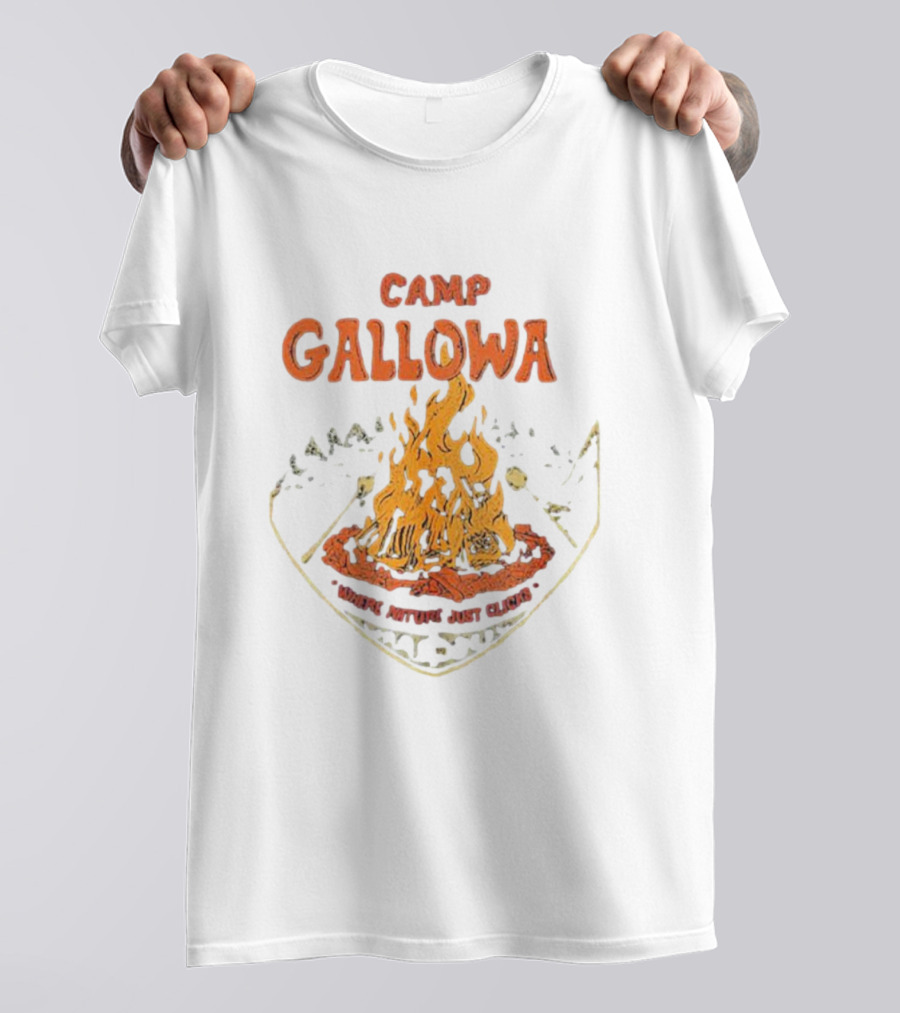 Camp Galloway Where Nature Just Clicks Campfire Adventure T-Shirt