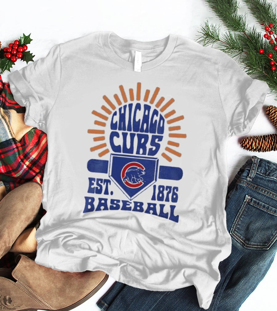 Chicago Cubs Youth Est. 1876 Baseball Sun Burst T-Shirt