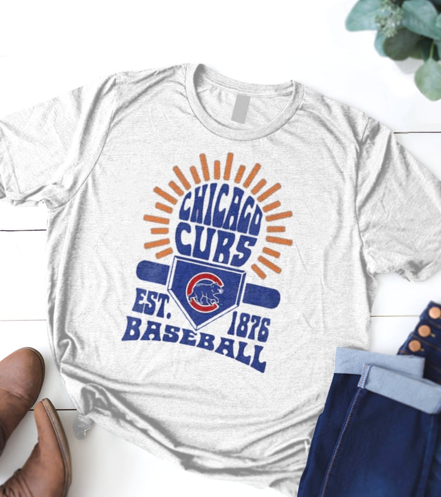 Chicago Cubs Youth Est. 1876 Baseball Sun Burst T-Shirt