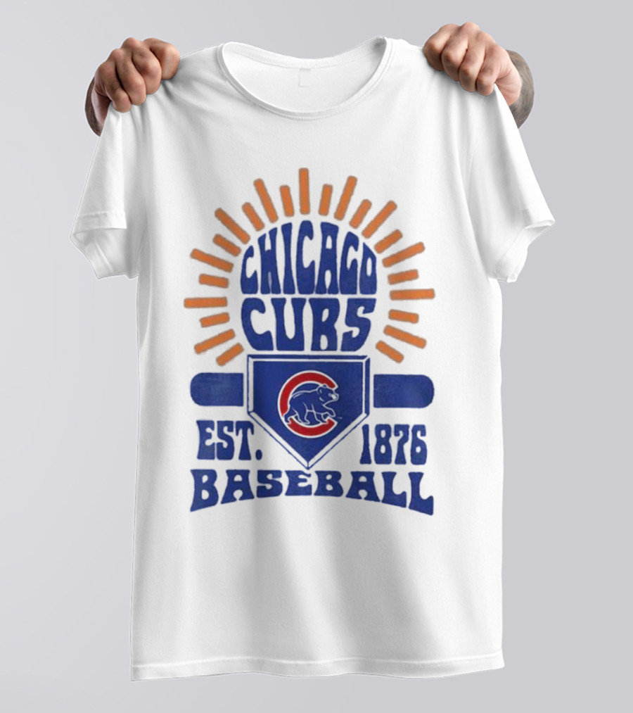 Chicago Cubs Youth Est. 1876 Baseball Sun Burst T-Shirt