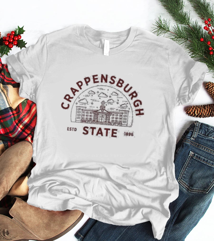 Crappensburgh State Estd 1896 With Vintage Campus Sketch T-Shirt