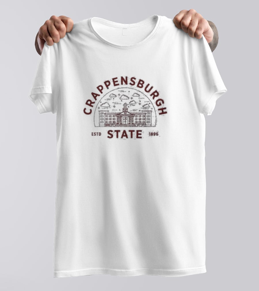 Crappensburgh State Estd 1896 With Vintage Campus Sketch T-Shirt