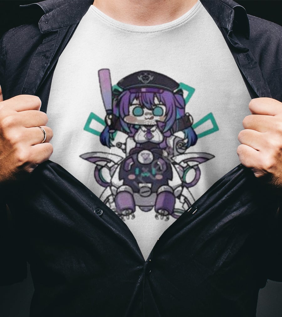 Lewd Cadet Chibi Friendship Purple Robot Companion T-Shirt