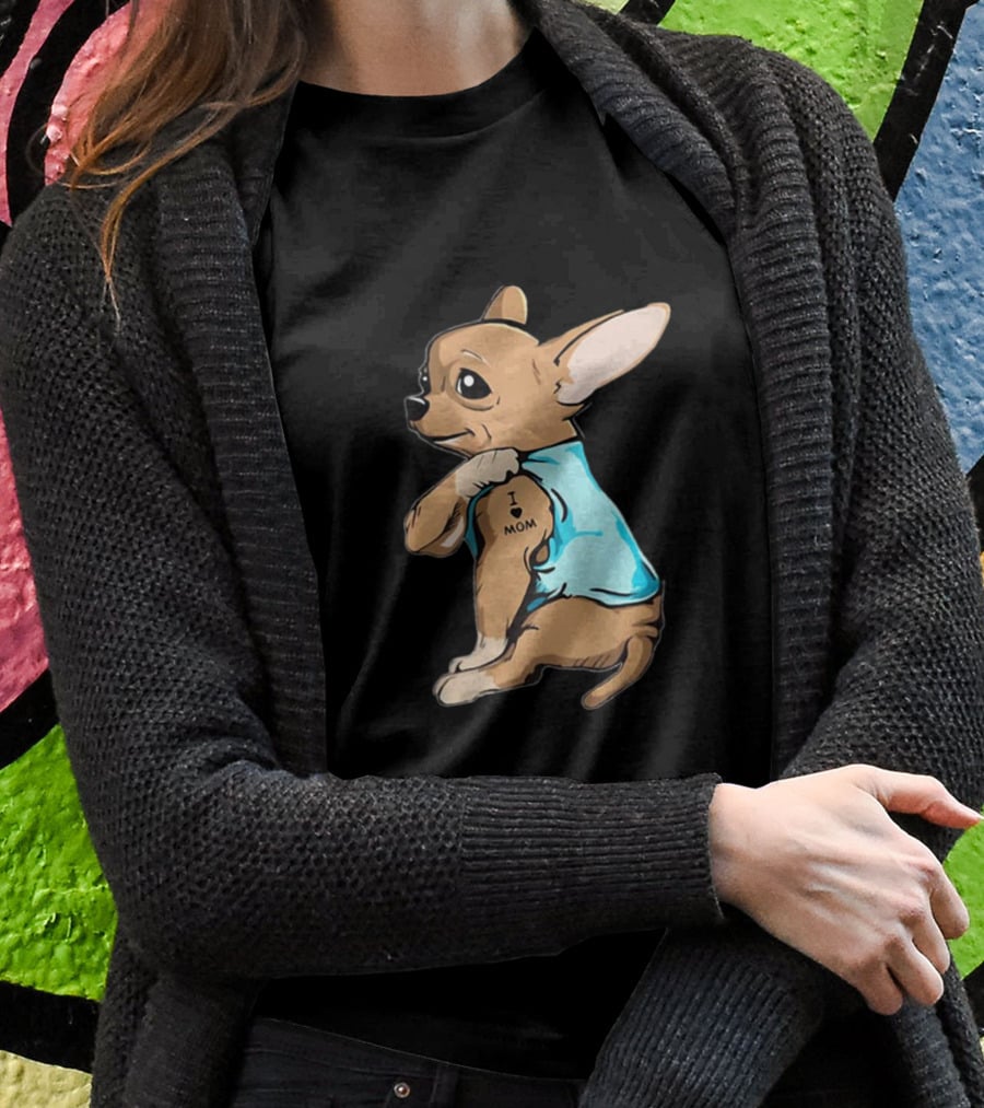Tattoo Chihuahua I Love Mom Puppy T-Shirt