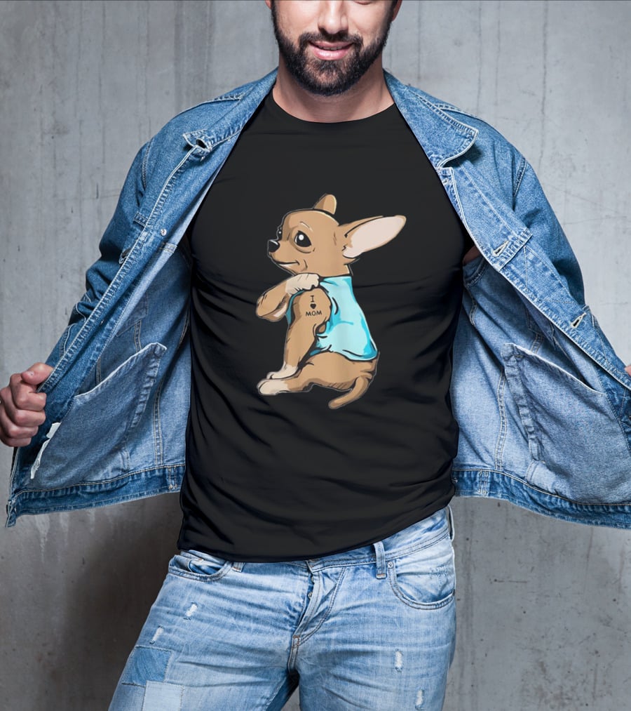 Tattoo Chihuahua I Love Mom Puppy T-Shirt