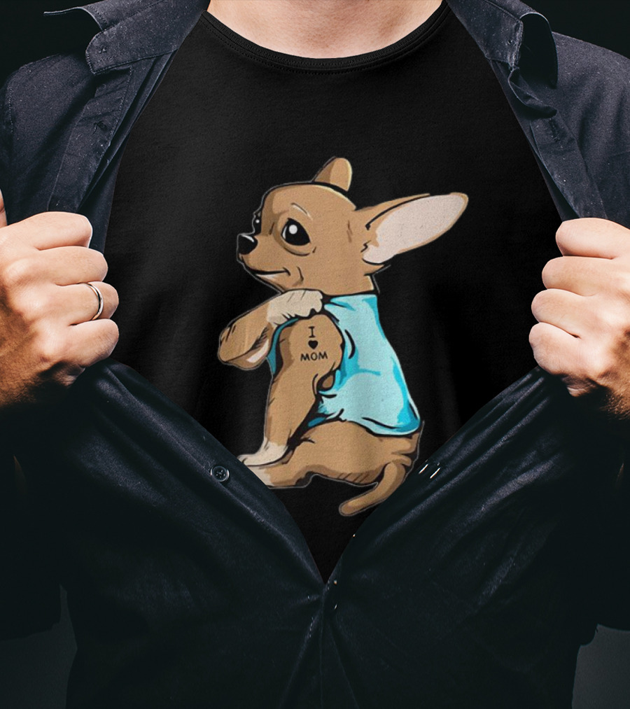 Tattoo Chihuahua I Love Mom Puppy T-Shirt