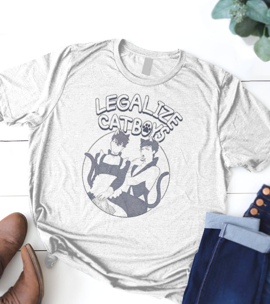 Dan And Phil Shop Legalize Catboys Two Anime Characters With Ears And Tails T-Shirt