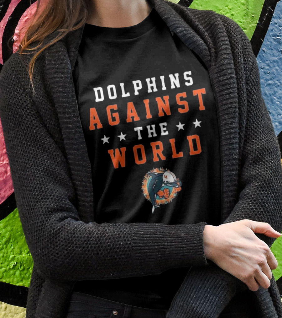 Dolphins Against The World Football Helmet Stars T-Shirt