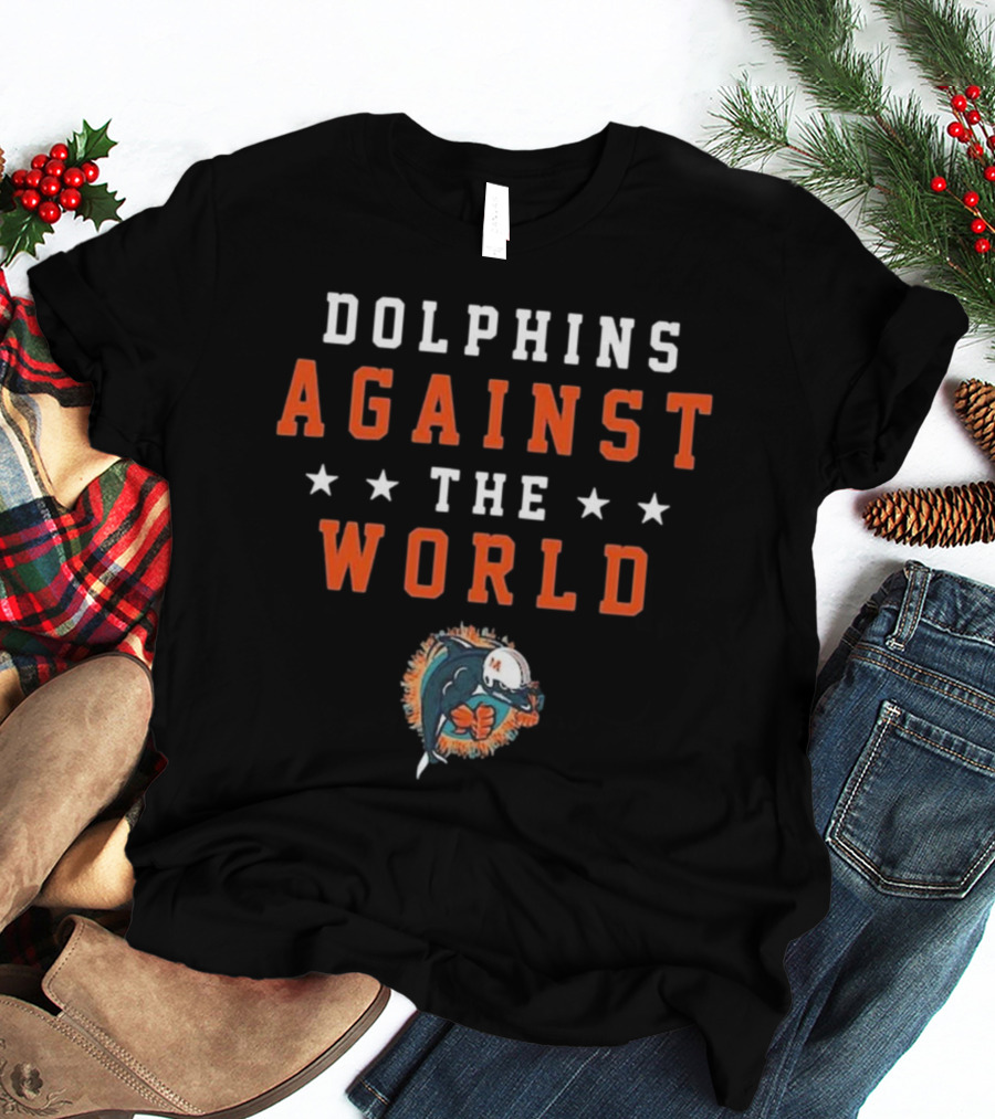 Dolphins Against The World Football Helmet Stars T-Shirt