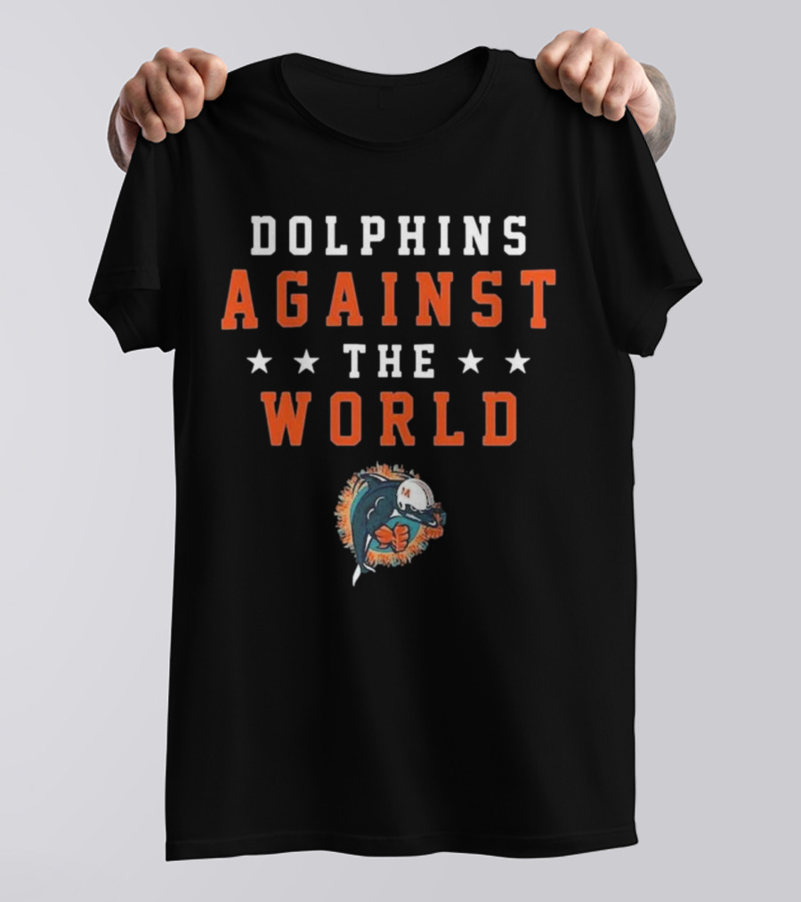 Dolphins Against The World Football Helmet Stars T-Shirt