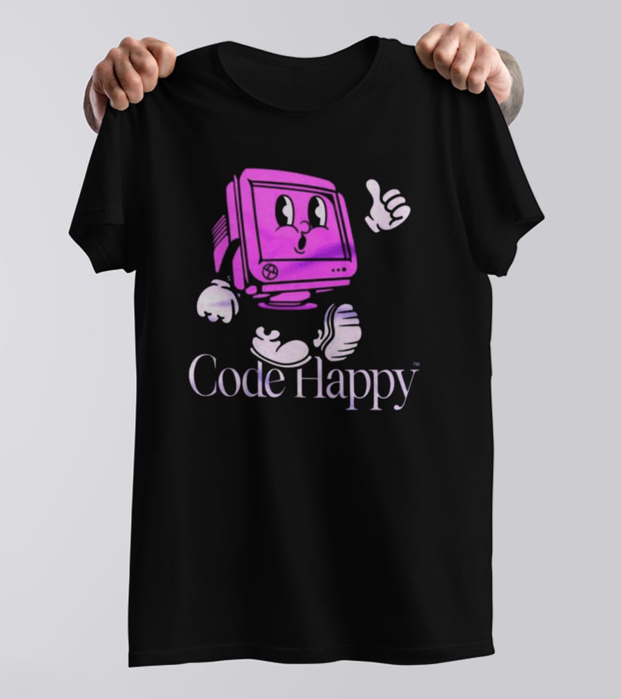 Jason Warner Poolside Code Happy Retro Computer Character T-Shirt