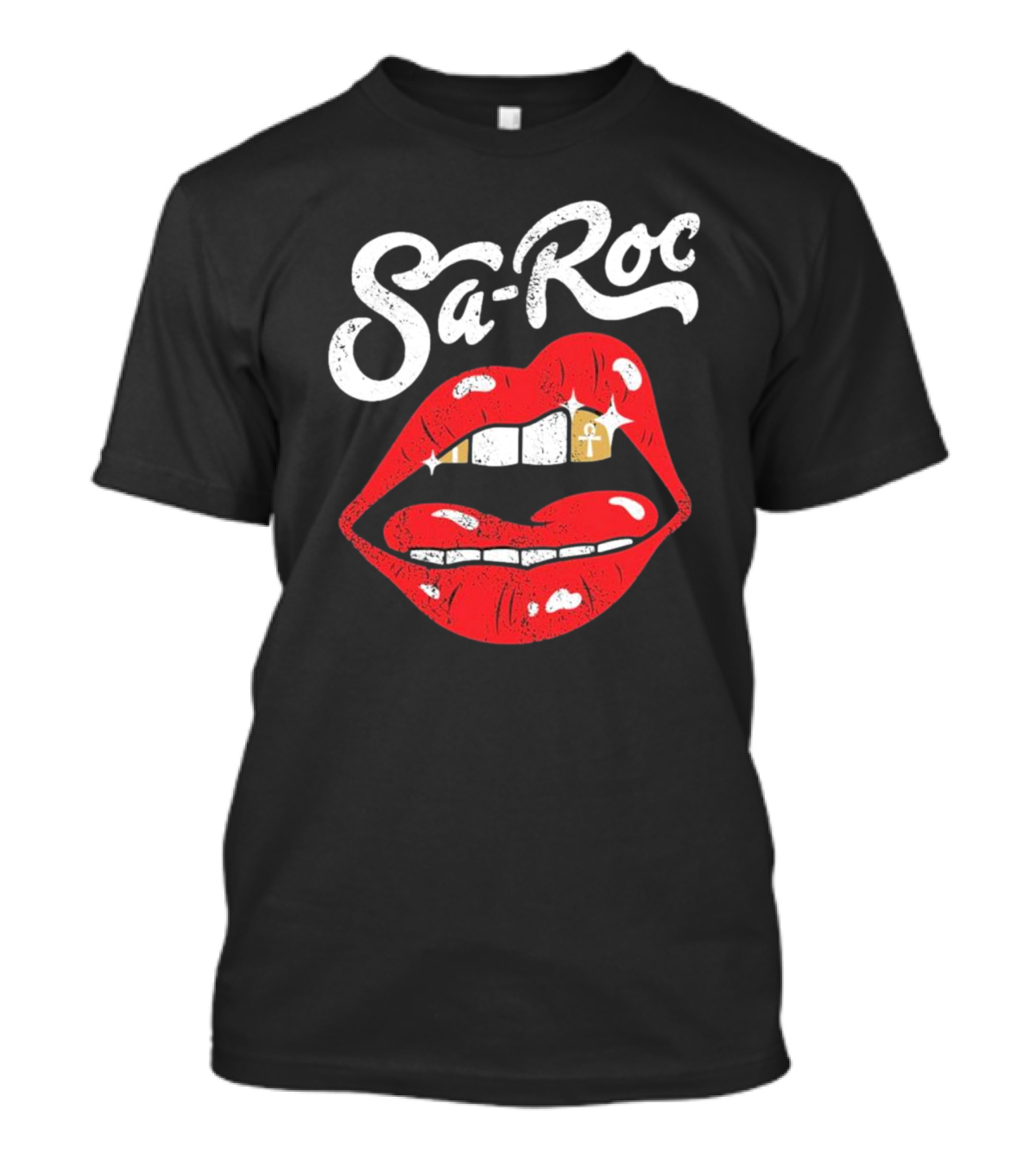 Sa-Roc Red Lips With Ankh Tooth T-Shirt
