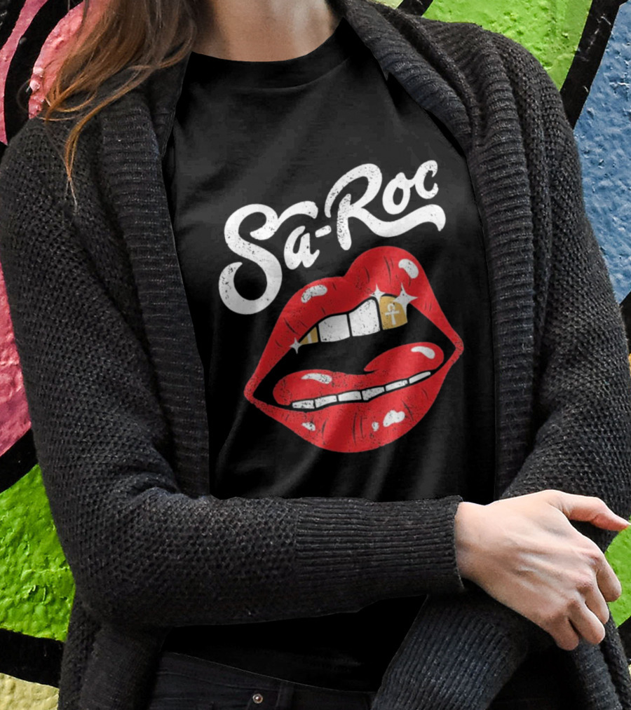 Sa-Roc Red Lips With Ankh Tooth T-Shirt