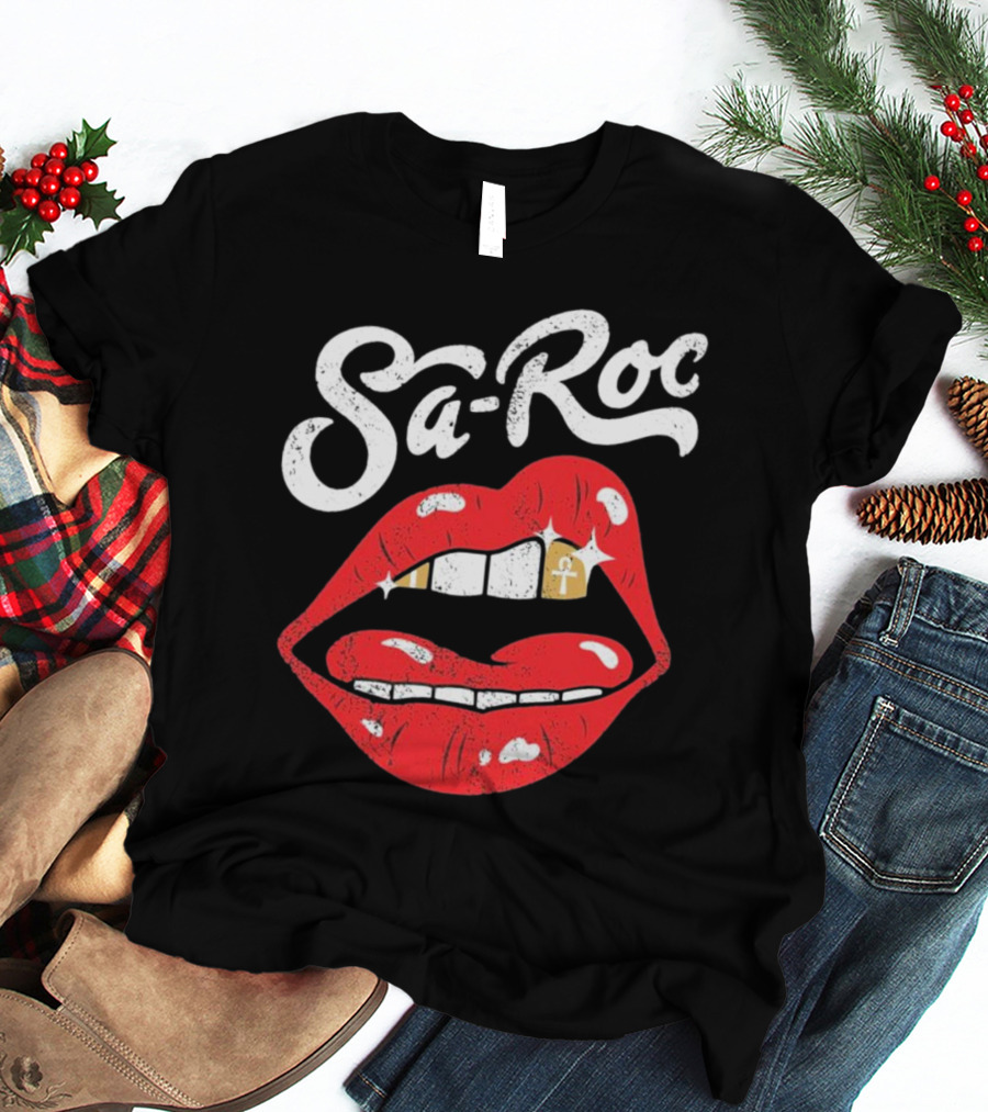 Sa-Roc Red Lips With Ankh Tooth T-Shirt