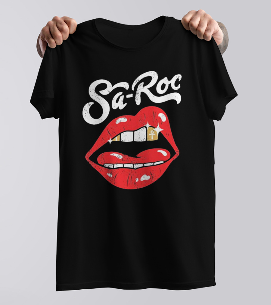 Sa-Roc Red Lips With Ankh Tooth T-Shirt