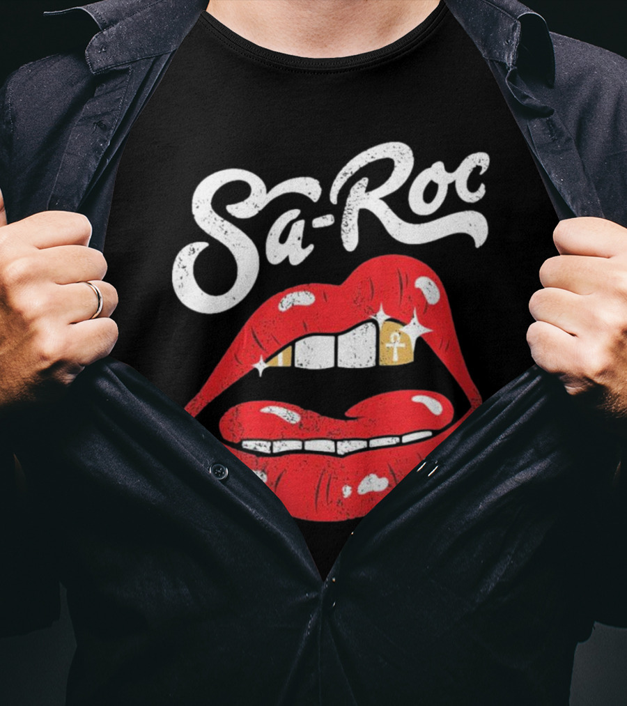 Sa-Roc Red Lips With Ankh Tooth T-Shirt