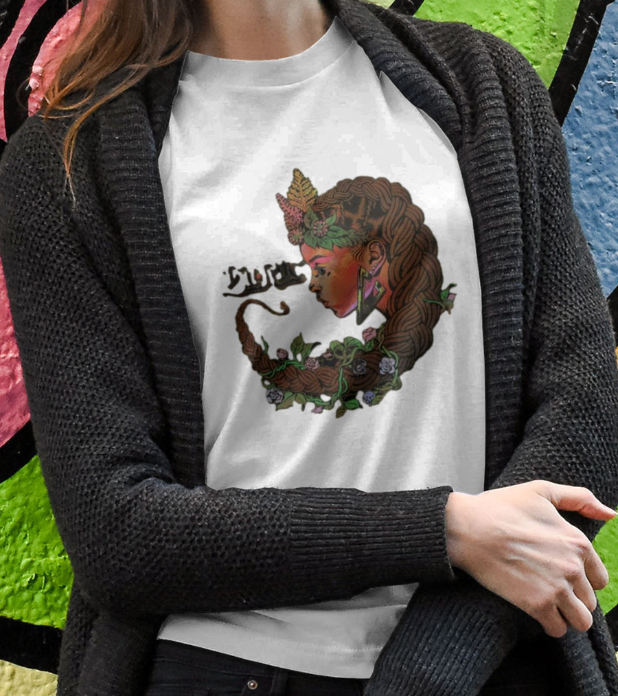 Sa-roc Wild Seeds Braided Hair Floral T-Shirt