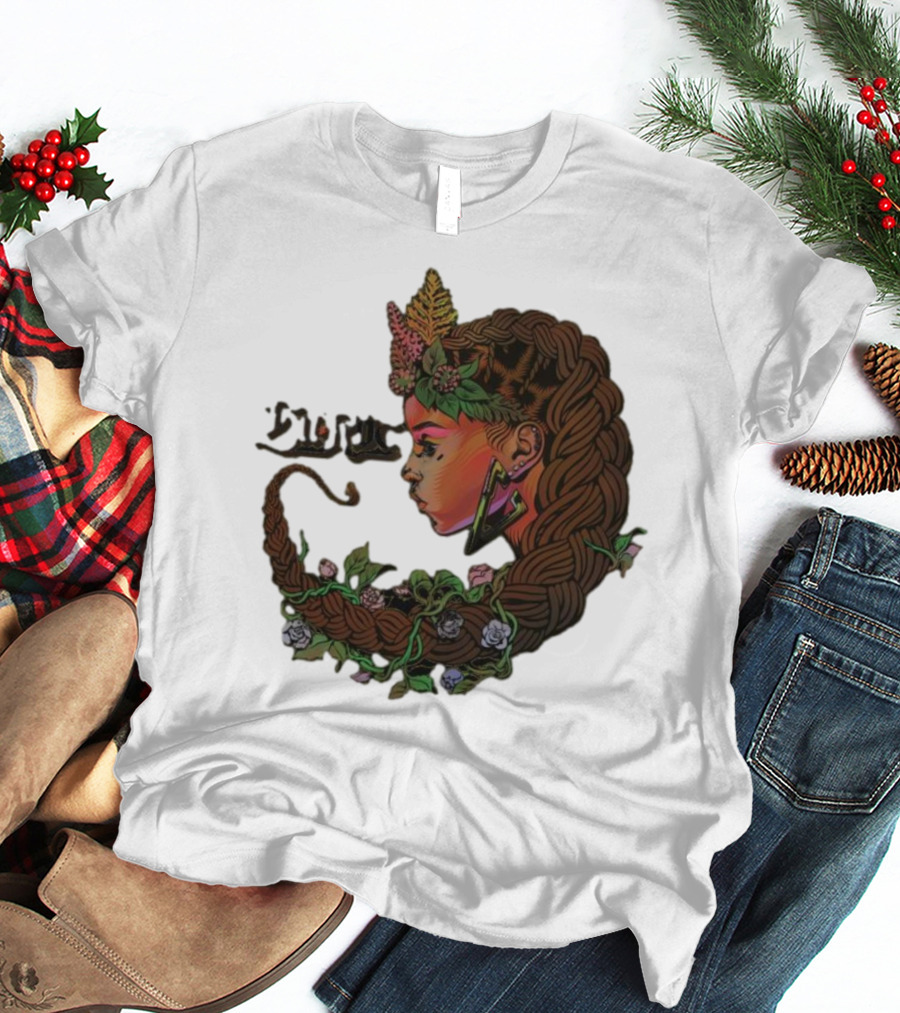 Sa-roc Wild Seeds Braided Hair Floral T-Shirt